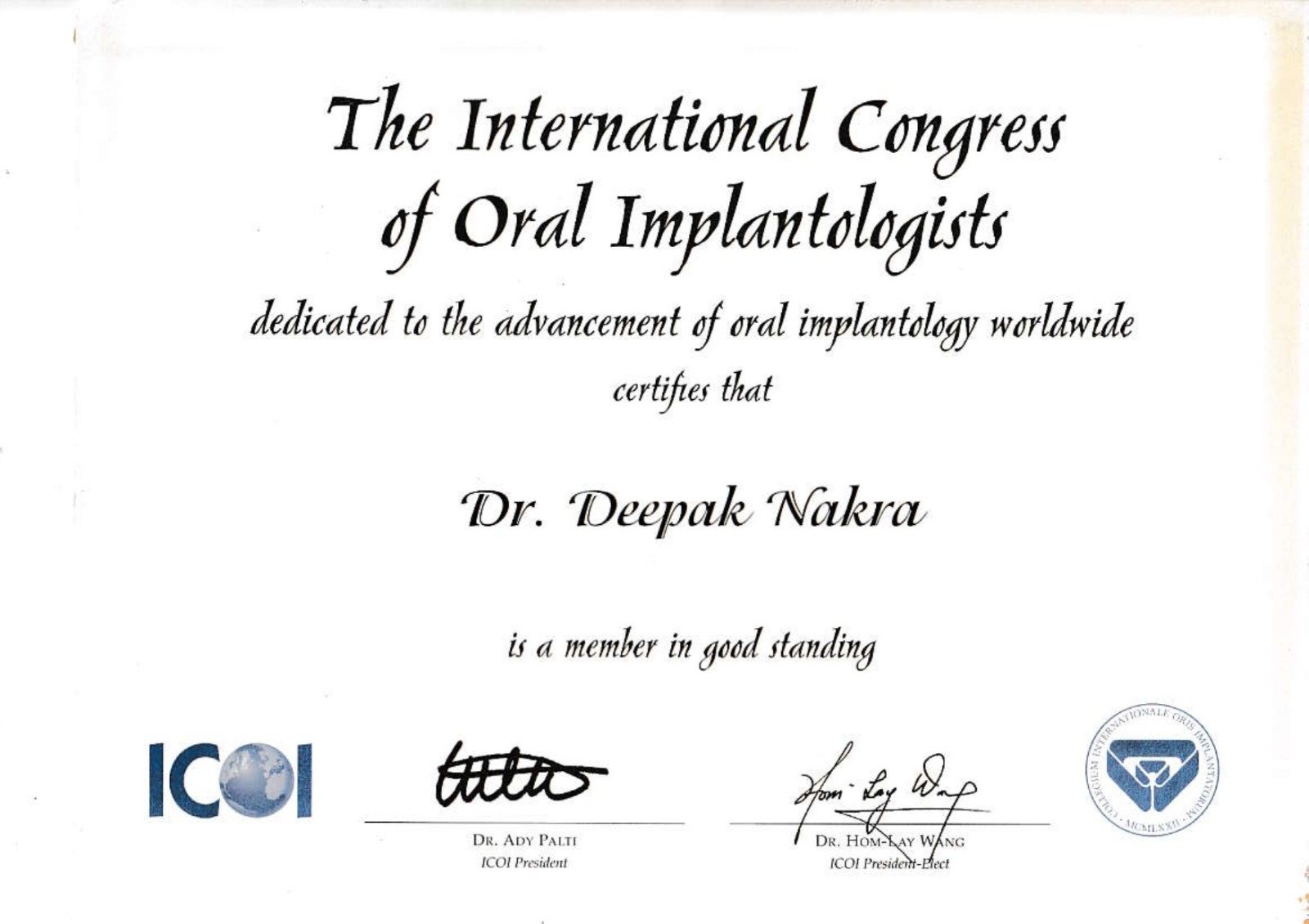 Dr. Deepak Nakra Certificate 5